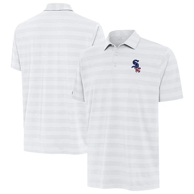Men's Antigua White Chicago Sox Tunnel Stars and Stipes Team Logo Polo