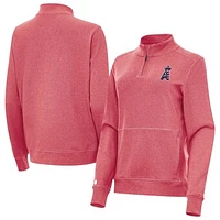 Women's Antigua Heather Red Los Angeles Angels Crush Stars and Stripes Team Logo Quarter-Zip Pullover Top