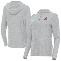 Women's Antigua Heather Gray Arizona Diamondbacks Daybreak Quarter-Zip Hoodie