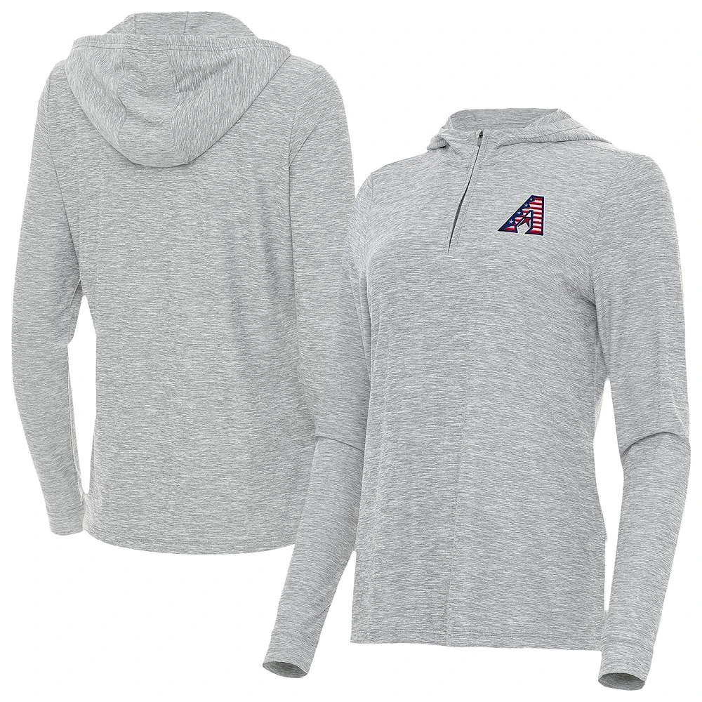 Women's Antigua Heather Gray Arizona Diamondbacks Daybreak Quarter-Zip Hoodie