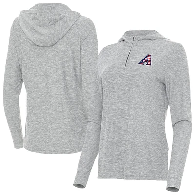 Women's Antigua Heather Gray Arizona Diamondbacks Daybreak Quarter-Zip Hoodie