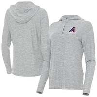 Women's Antigua Heather Gray Arizona Diamondbacks Daybreak Quarter-Zip Hoodie