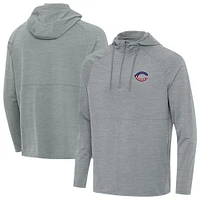 Men's Antigua Heather Gray Cincinnati Reds Spikes Stars and Stripes Team Logo Quarter-Zip Pullover Hoodie