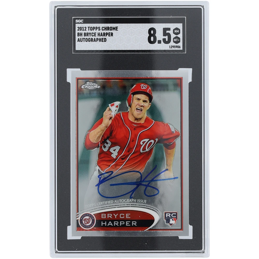 Bryce Harper Washington Nationals Autographed 2012 Topps Chrome #BH SGC Authenticated 8.5 Rookie Card