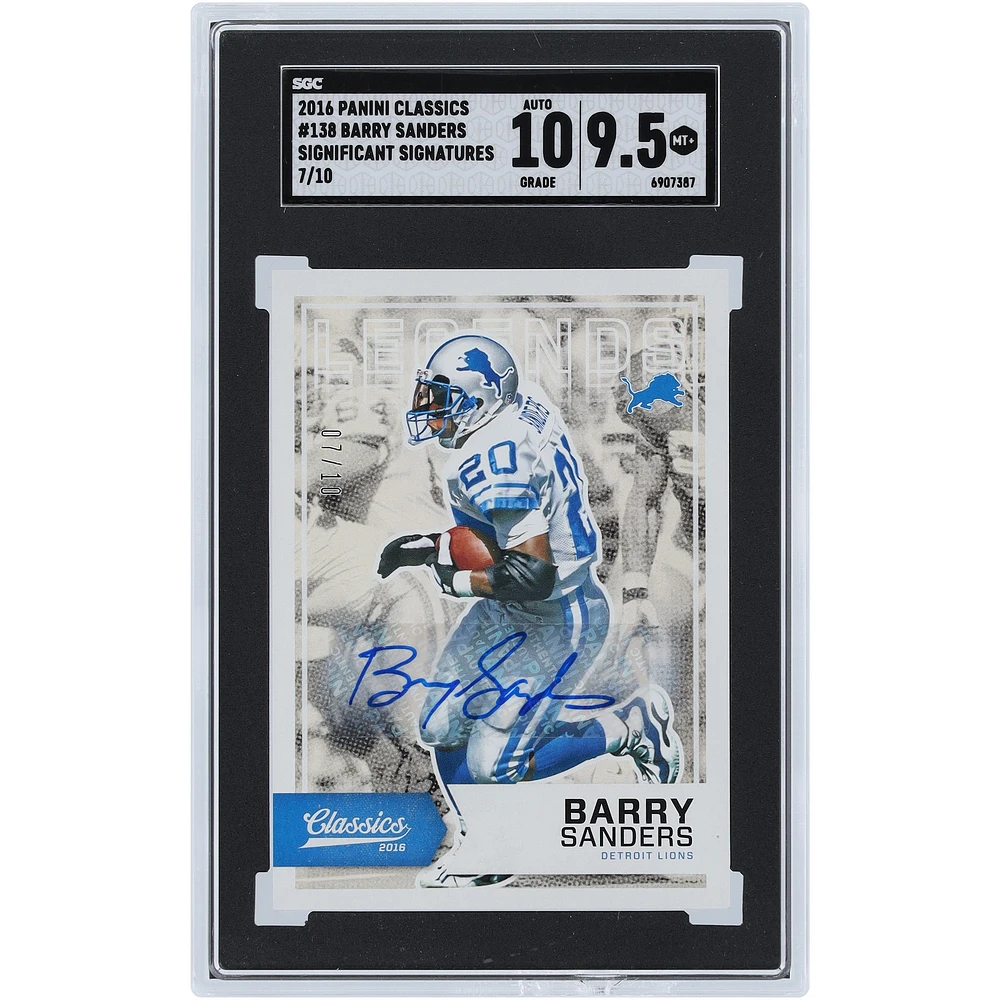 Barry Sanders Detroit Lions Autographed 2016 Panini Classics Significant Signatures #138 #7/10 SGC Authenticated 9.5/10 Card
