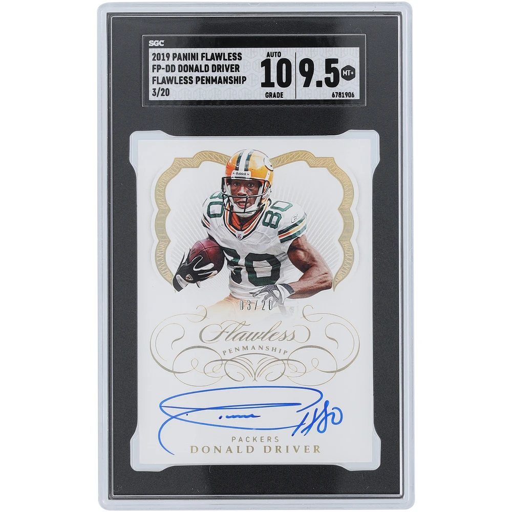 Donald Driver Green Bay Packers Autographed 2019 Panini Flawless Flawless Penmanship #FP-DD #3/20 SGC Authenticated 9.5/10 Card