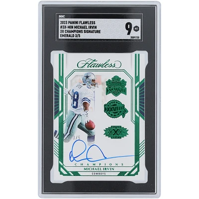 Michael Irvin Dallas Cowboys Autographed 2023 Panini Flawless Emerald 3X Champions Signature #3X-MIN #3/5 SGC Authenticated 9 Card