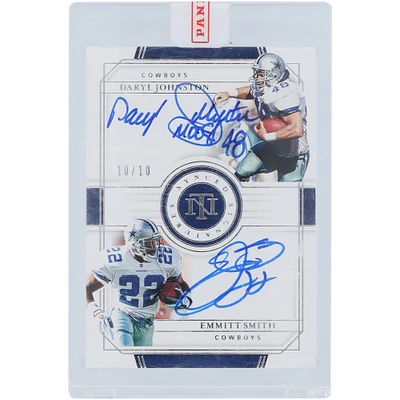 Daryl Johnston and Emmitt Smith Dallas Cowboys Autographed 2019 Panini National Treasures Synced Signatures #SS-DC2 #10/10 Card