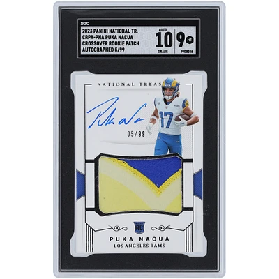 Puka Nacua Los Angeles Rams Autographed 2023 Panini National Treasures Crossover Rookie 2 Color Patch Relic #CRPA-PNA #5/99 SGC Authenticated 9/10 Rookie Card