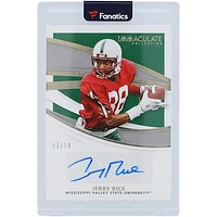 Jerry Rice Mississippi Valley State University Autographed 2021 Panini Immaculate Collection Gold Immaculate Ink #II-JR #3/10 Card