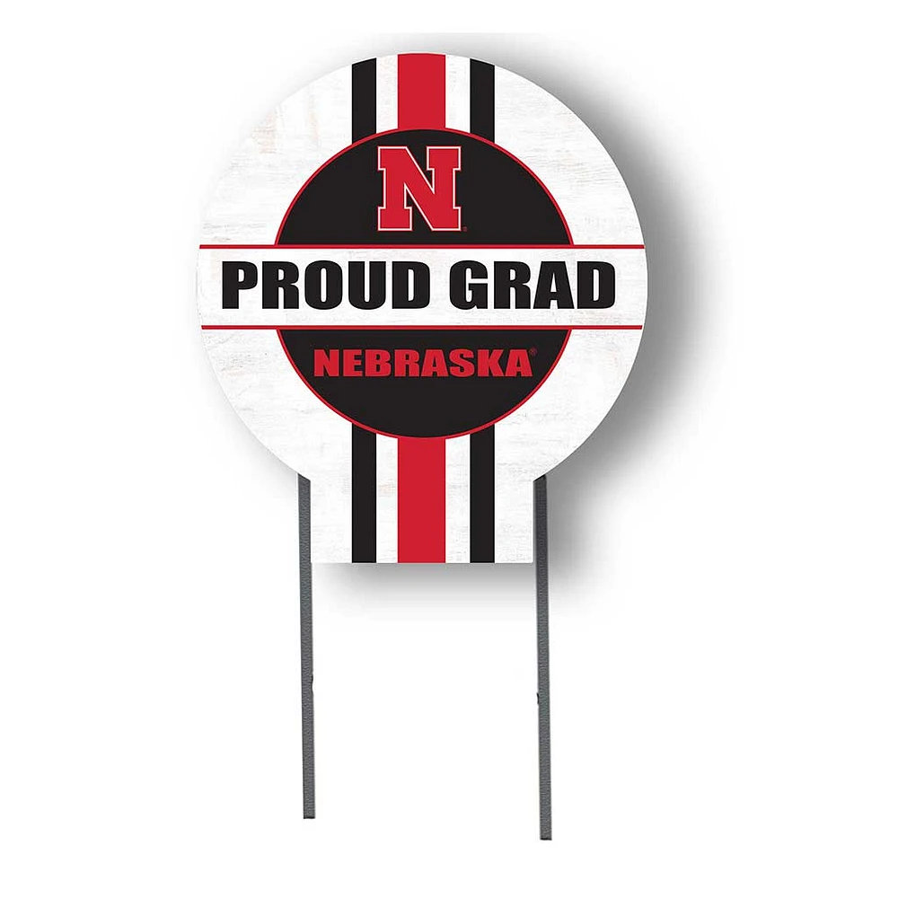 Nebraska Huskers Proud Grad 20" x 20" Circle Yard Sign with Stakes