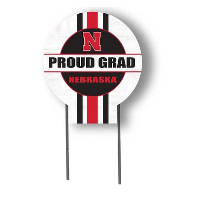 Nebraska Huskers Proud Grad 20" x 20" Circle Yard Sign with Stakes