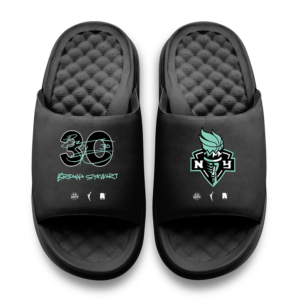 Youth ISlide Breanna Stewart Black New York Liberty Round 21 Motive Slide Sandals