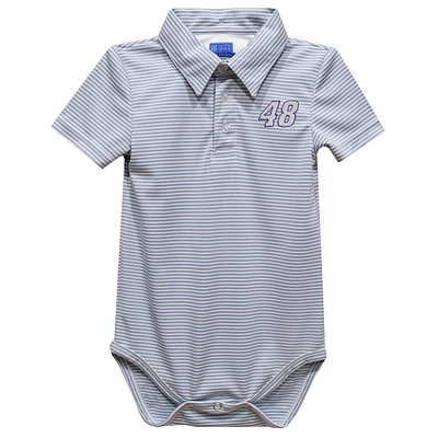 Infant Vive La Fete  Gray Alex Bowman Pencil Stripe Polo Bodysuit