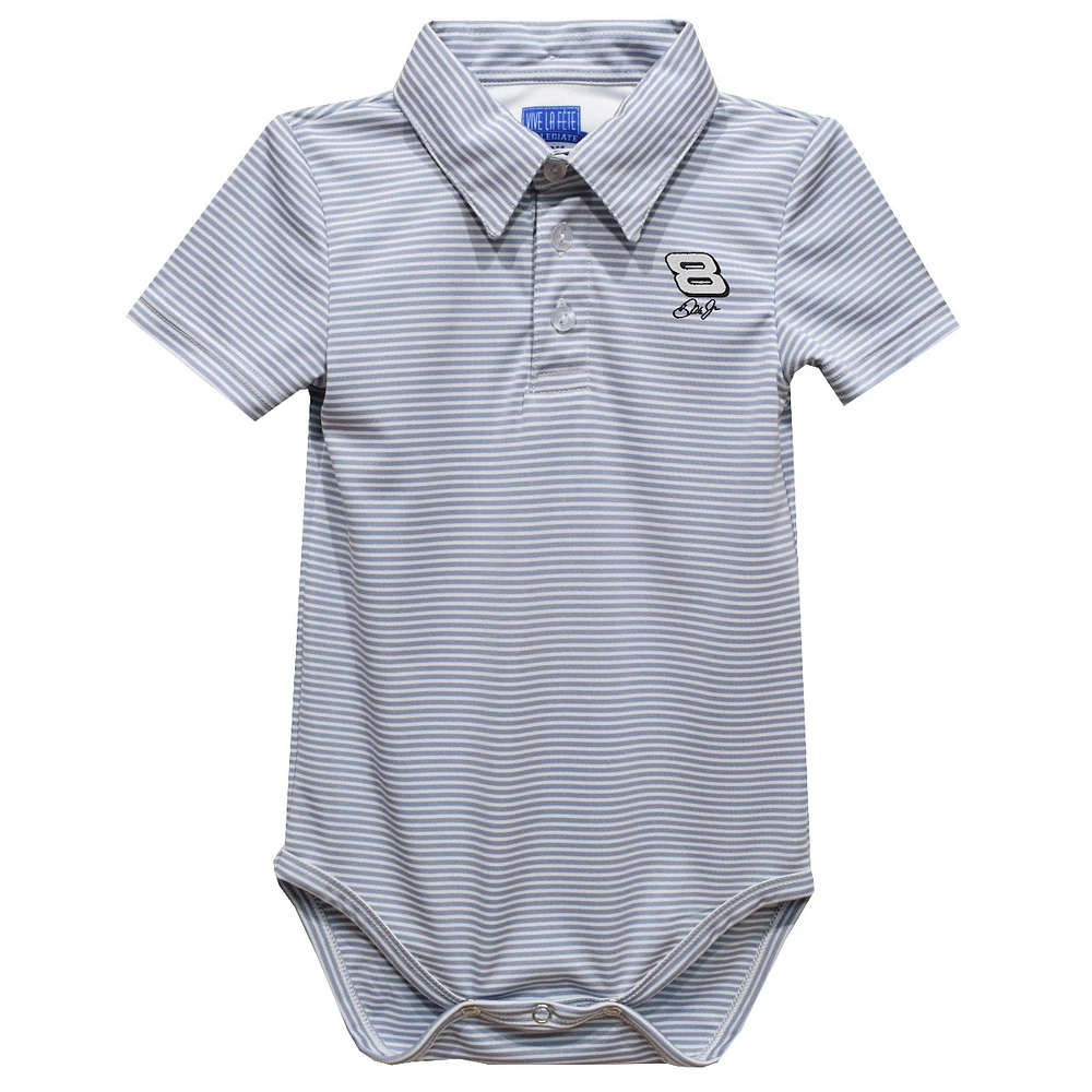 Infant Vive La Fete Gray Dale Earnhardt Jr. Pencil Stripe Polo Bodysuit