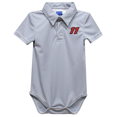 Infant Vive La Fete  Gray Denny Hamlin Pencil Stripe Polo Bodysuit