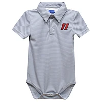 Infant Vive La Fete  Gray Denny Hamlin Pencil Stripe Polo Bodysuit