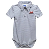 Infant Vive La Fete  Gray Joey Logano Pencil Stripe Polo Bodysuit