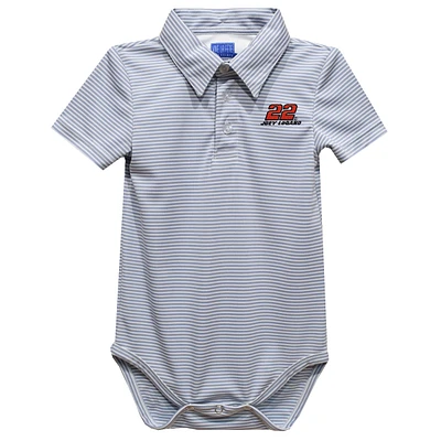 Infant Vive La Fete  Gray Joey Logano Pencil Stripe Polo Bodysuit