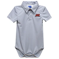 Infant Vive La Fete  Gray Joey Logano Pencil Stripe Polo Bodysuit