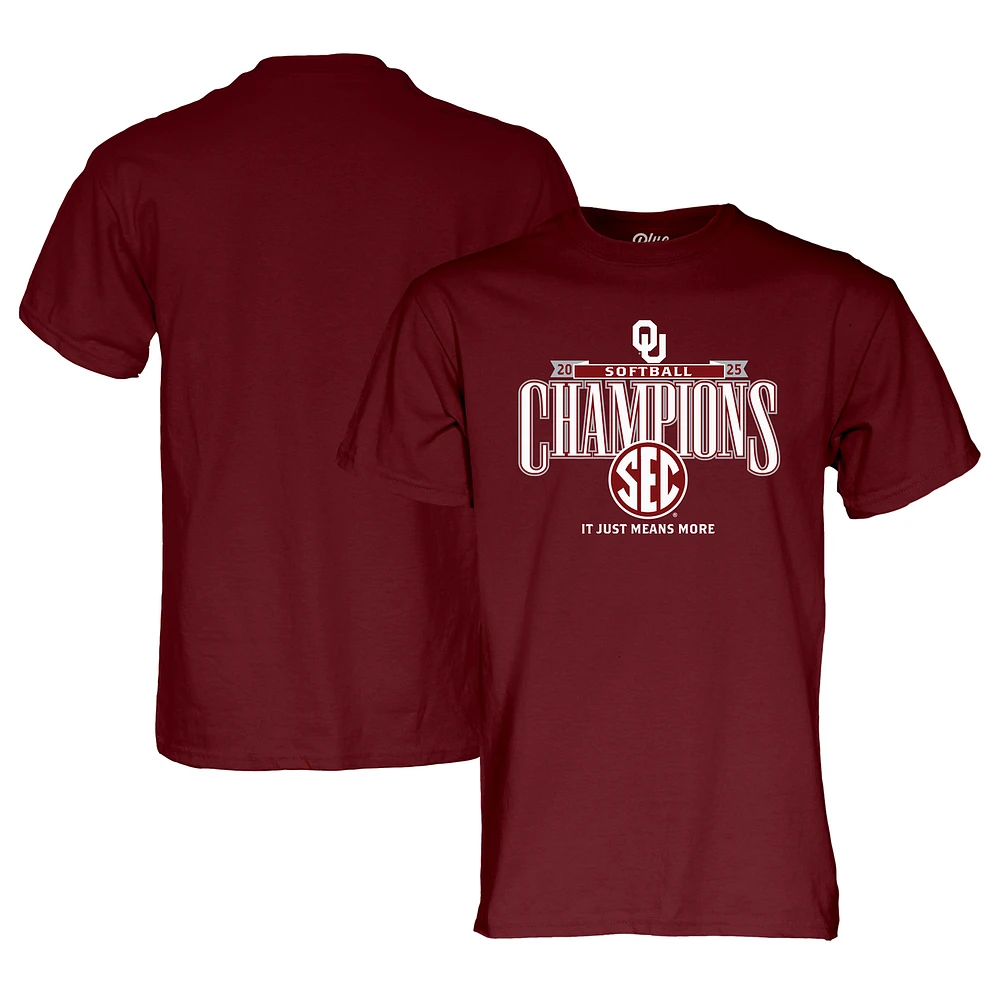 Unisex Blue 84 Crimson Oklahoma Sooners 2025 SEC Softball Regular Season Champions T-Shirt