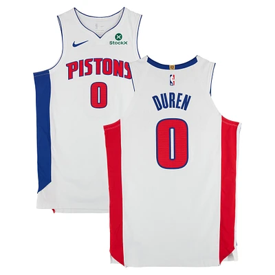 Jalen Duren Detroit Pistons Game-Used #0 White Nike Jersey vs. New York Knicks on April 21, 2025 - Round 1 Game 2 - Size 50+4