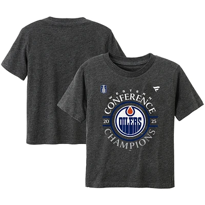 Toddler Fanatics  Heather Gray Edmonton Oilers 2025 Western Conference Champions Locker Room T-Shirt