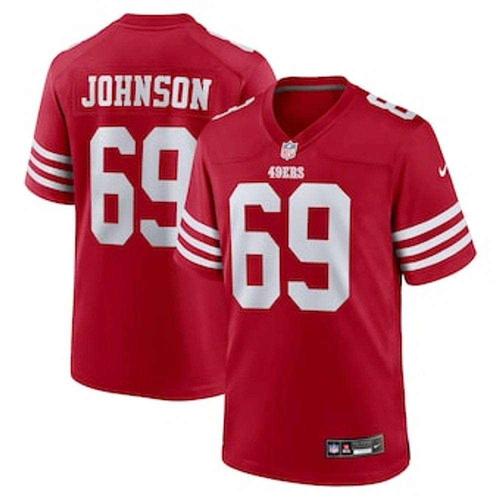 Men's Nike Zack Johnson  Scarlet San Francisco 49ers Team Game Jersey