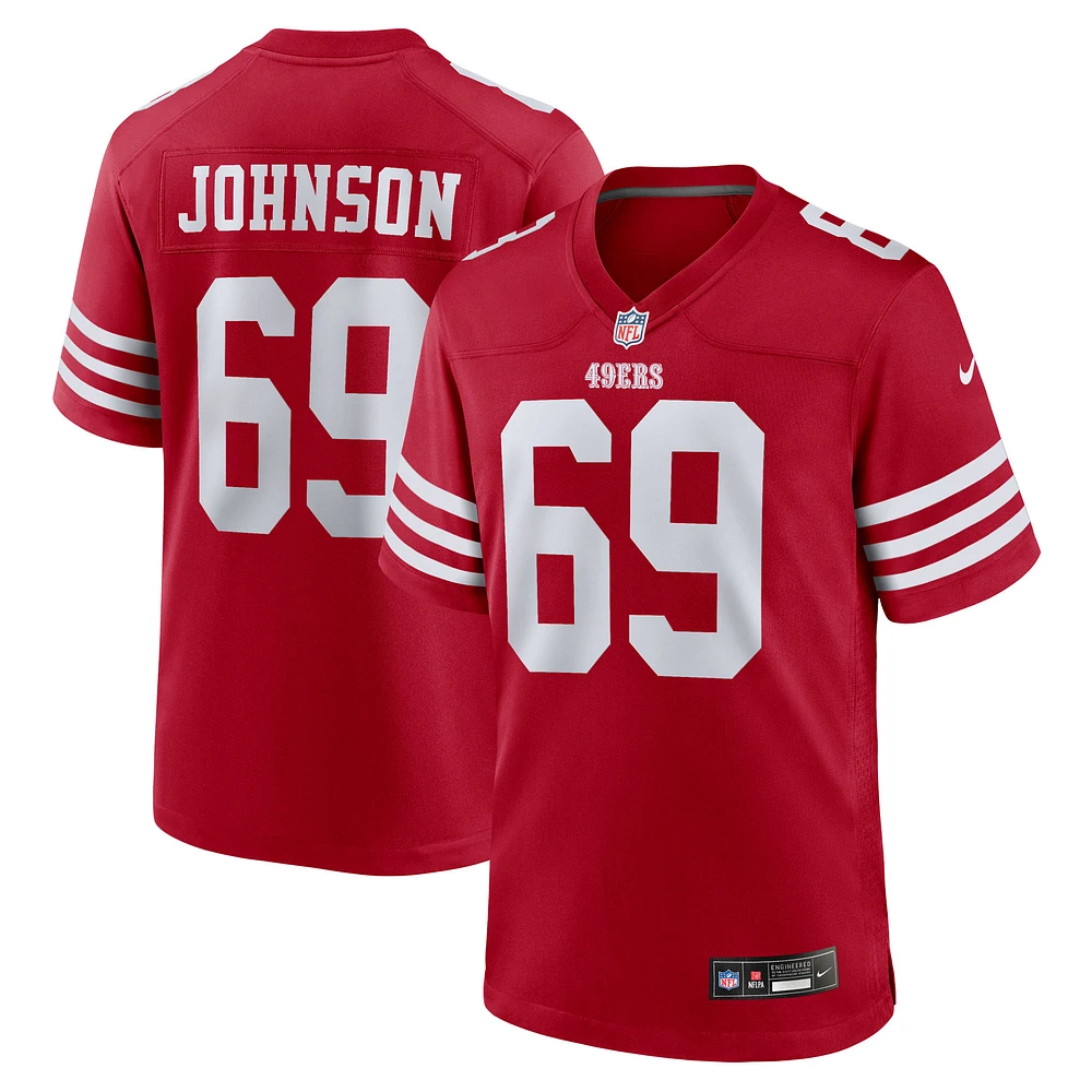 Men's Nike Zack Johnson Scarlet San Francisco 49ers Team Game Jersey