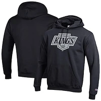 Men's Champion Black Los Angeles Kings Primary Logo 1-Hit Pullover Hoodie