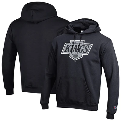 Men's Champion Black Los Angeles Kings Primary Logo 1-Hit Pullover Hoodie