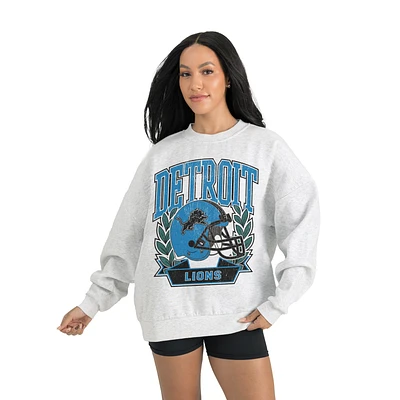 Women's Gameday Couture Gray Detroit Lions Heritage Premium Fleece Pullover Sweatshirt