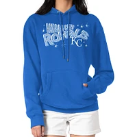 Women's Starter Royal Kansas City Royals Fireworks Fleece Tri-Blend Pullover Hoodie