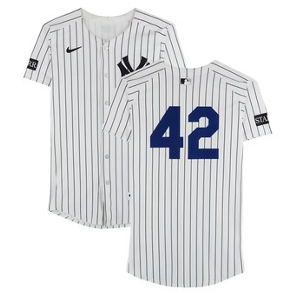 Jazz Chisholm Jr. New York Yankees Game-Used #42 White Nike Pinstripe Jersey vs. Kansas City Royals on April 15, 2025 - Jackie Robinson Day