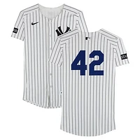 Jazz Chisholm Jr. New York Yankees Game-Used #42 White Nike Pinstripe Jersey vs. Kansas City Royals on April 15, 2025 - Jackie Robinson Day