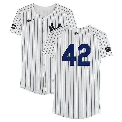 Jazz Chisholm Jr. New York Yankees Game-Used #42 White Nike Pinstripe Jersey vs. Kansas City Royals on April 15, 2025 - Jackie Robinson Day