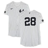 Austin Wells New York Yankees Game-Used #28 White Nike Pinstripe Jersey vs. Kansas City Royals on April 16, 2025