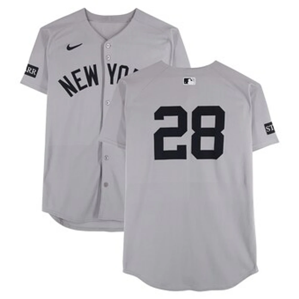 Austin Wells New York Yankees Game-Used #28 Gray Nike Jersey vs. Pittsburgh Pirates on April 4, 2025