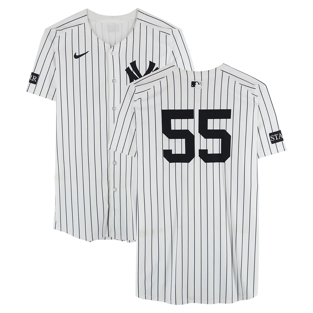 Carlos Rodón New York Yankees Game-Used #55 White Nike Pinstripe Jersey vs. San Francisco Giants on April 13, 2025