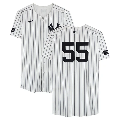 Carlos Rodón New York Yankees Game-Used #55 White Nike Pinstripe Jersey vs. San Francisco Giants on April 13, 2025