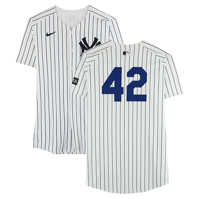 Fernando Cruz New York Yankees Player-Worn #42 White Nike Pinstripe Jersey vs. Kansas City Royals on April 15, 2025 - Jackie Robinson Day