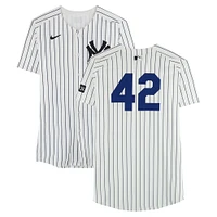 Fernando Cruz New York Yankees Player-Worn #42 White Nike Pinstripe Jersey vs. Kansas City Royals on April 15, 2025 - Jackie Robinson Day