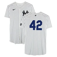 Mark Leiter Jr. New York Yankees Player-Worn #42 White Nike Pinstripe Jersey vs. Kansas City Royals on April 15, 2025 - Jackie Robinson Day