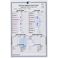 New York Yankees Game-Used Lineup Card vs. Detroit Tigers on April 7, 2025