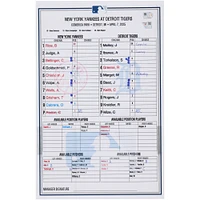 New York Yankees Game-Used Lineup Card vs. Detroit Tigers on April 7, 2025