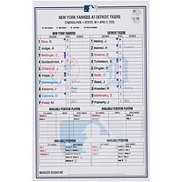 New York Yankees Game-Used Lineup Card vs. Detroit Tigers on April 9, 2025