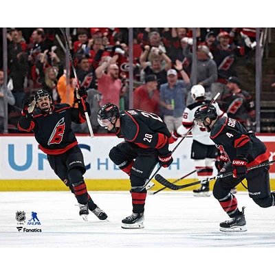 Sebastian Aho Carolina Hurricanes Unsigned 2025 Stanley Cup Playoffs First Round Game 5 Double Overtime Goal Celebration Photograph