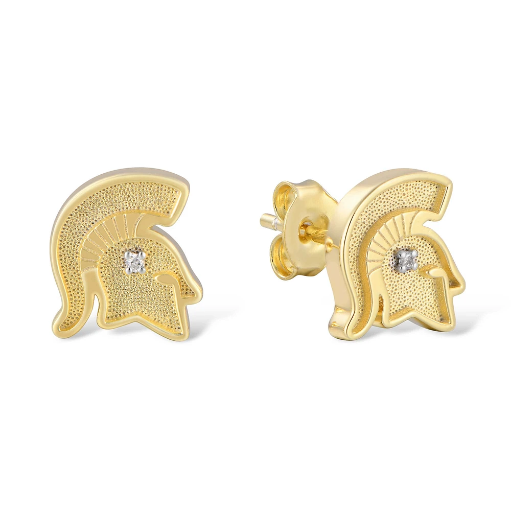 FanDrip Michigan State Spartans 14K Gold-Plated Diamond Accent Stud Earring