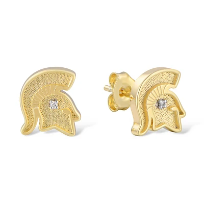 FanDrip Michigan State Spartans 14K Gold-Plated Diamond Accent Stud Earring