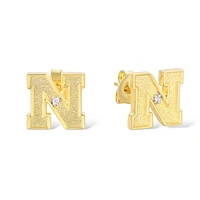 FanDrip Nebraska Huskers 14K Gold-Plated Diamond Accent Stud Earring